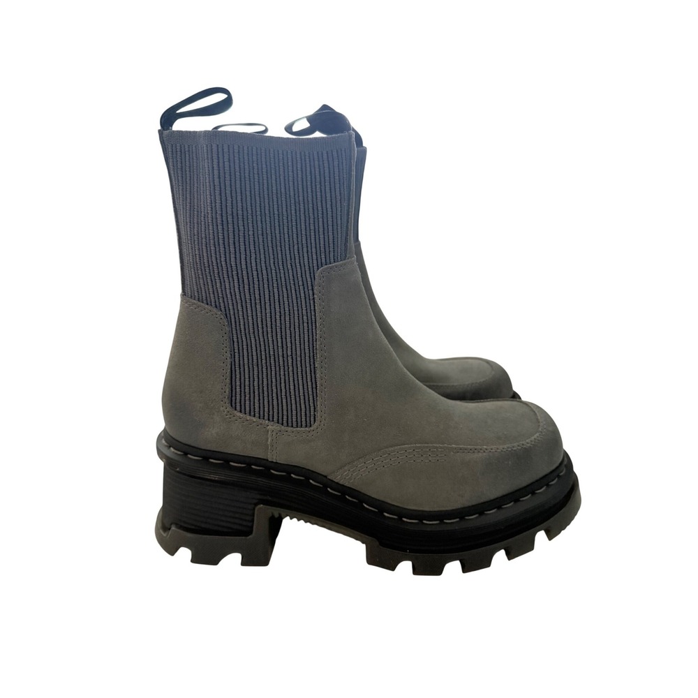 Dr. Martens Corran Chelsea Boots Grey Suede Square Toe Platform US Women 9 - Picture 2 of 10